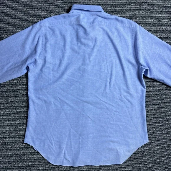 Ascot Chang Men's L Blue Custom Made Dress Shirt Button Up EUC - Picture 4 of 6